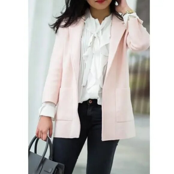 J. Crew 365 Sophie Blush Pink Wool Blend Sweater Blazer Preppy Cardigan Size XL - Picture 1 of 8